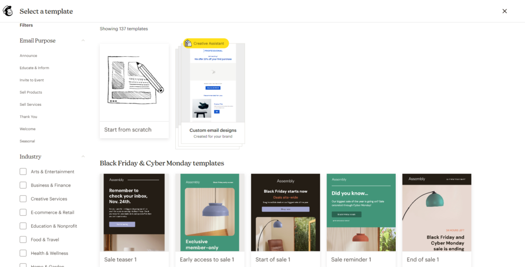 MailerLite vs Mailchimp: Mailchimp Email Design